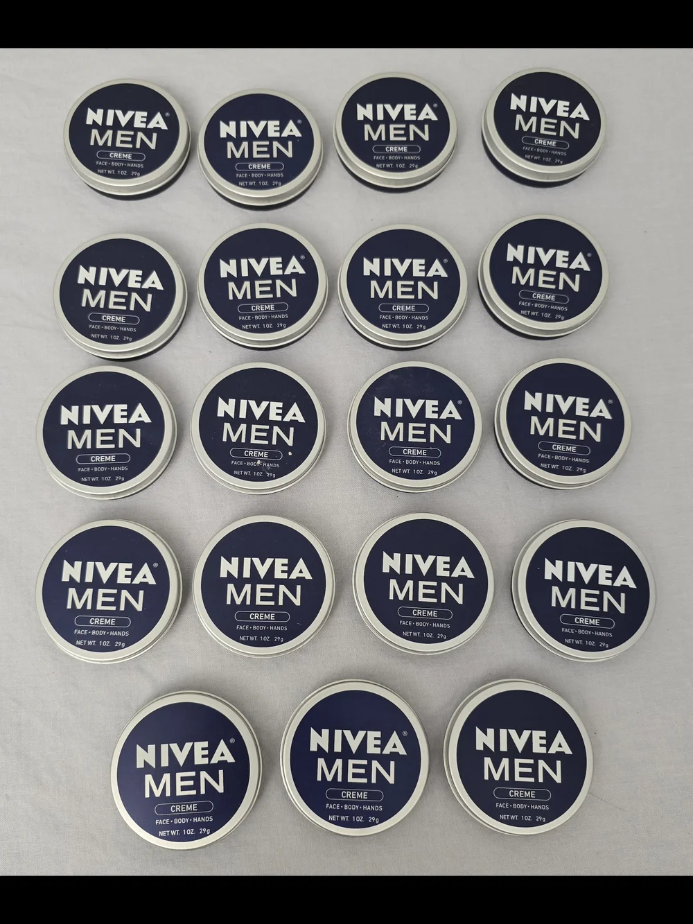 19 Pack Nivea Men Creme for Face Body & Hands Moisturizing Cream Travel Tin 1 oz